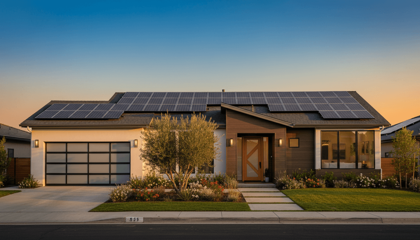 Solar panels as facade cladding on a modern home